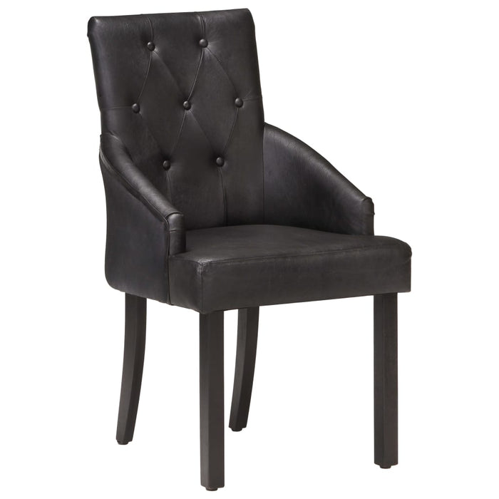 Dining room chairs 4 pcs. Black genuine goat leather