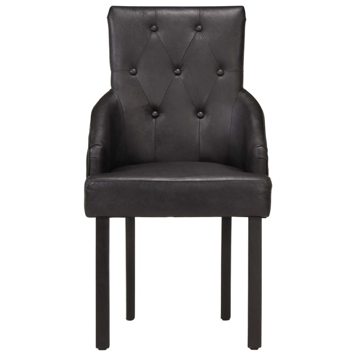 Dining room chairs 4 pcs. Black genuine goat leather