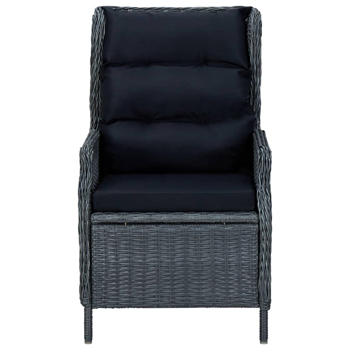 Adjustable garden armchair with cushions poly rattan dark gray