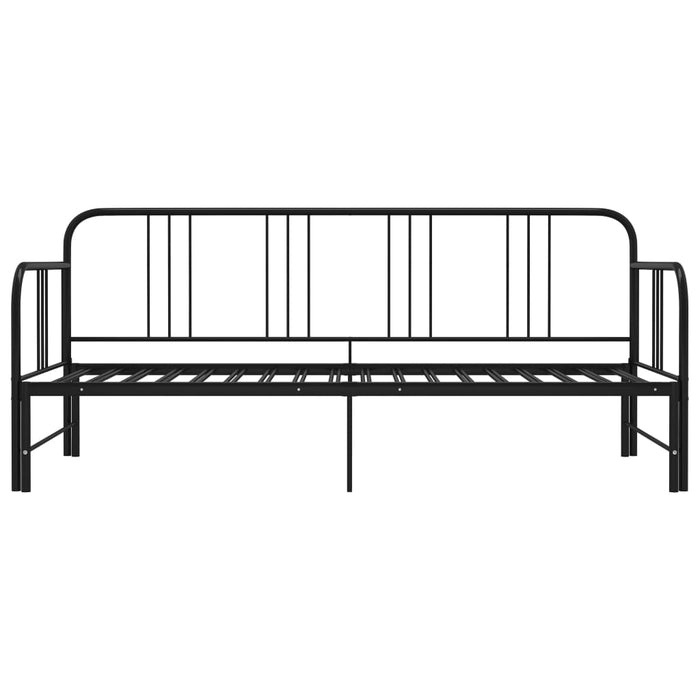 Tagesbett Ausziehbar Schwarz Metall 90x200 cm