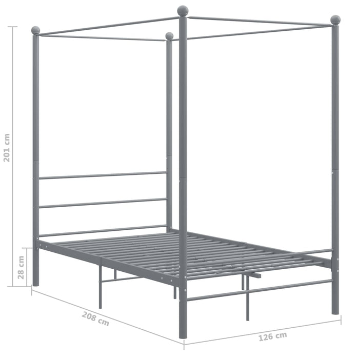 Himmelbett Grau Metall 120x200 cm