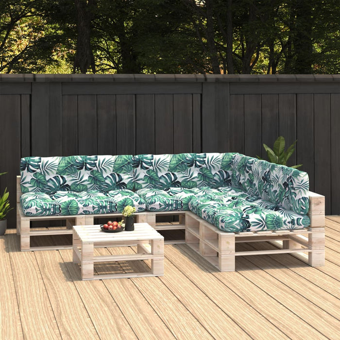 Palettensofa-Auflagen 7 Stk. Blattmuster