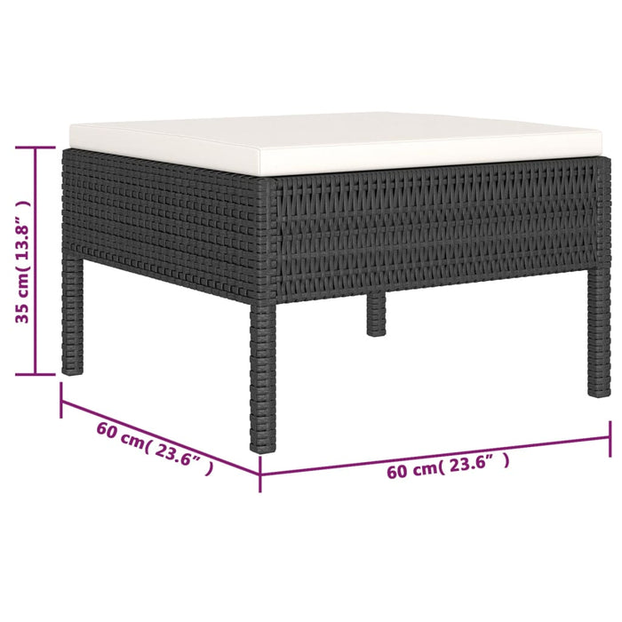 6-tlg. Garten-Lounge-Set mit Auflagen Poly Rattan Schwarz