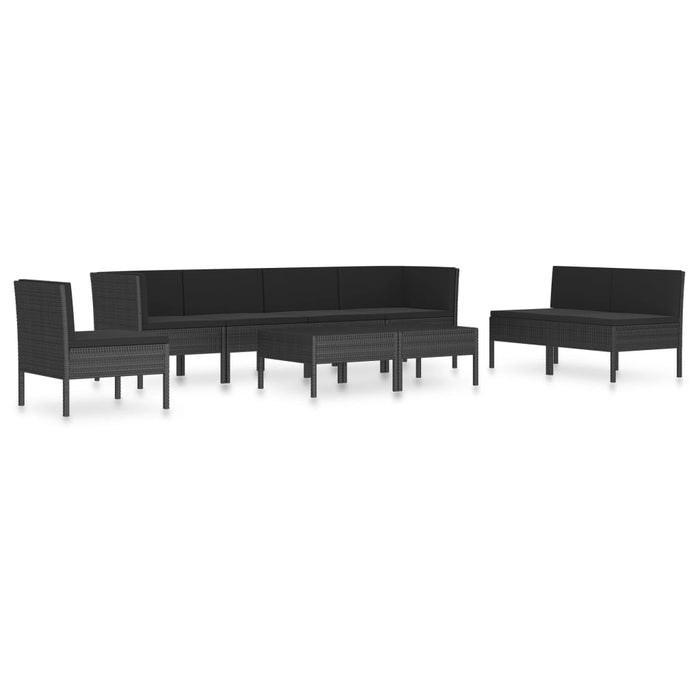 9-tlg. Garten-Lounge-Set mit Auflagen Poly Rattan Schwarz