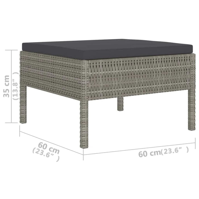 6-tlg. Garten-Lounge-Set mit Auflagen Poly Rattan Grau