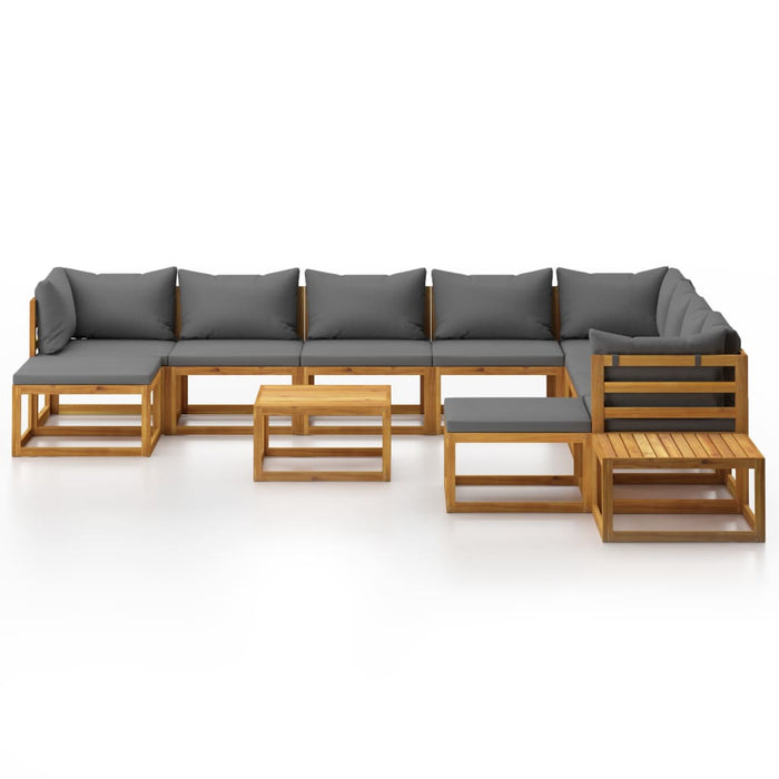 12 pcs. Garden lounge set with cushions in solid acacia wood
