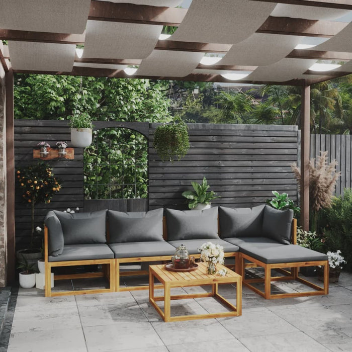 6 pcs. Garden lounge set with cushions in solid acacia wood