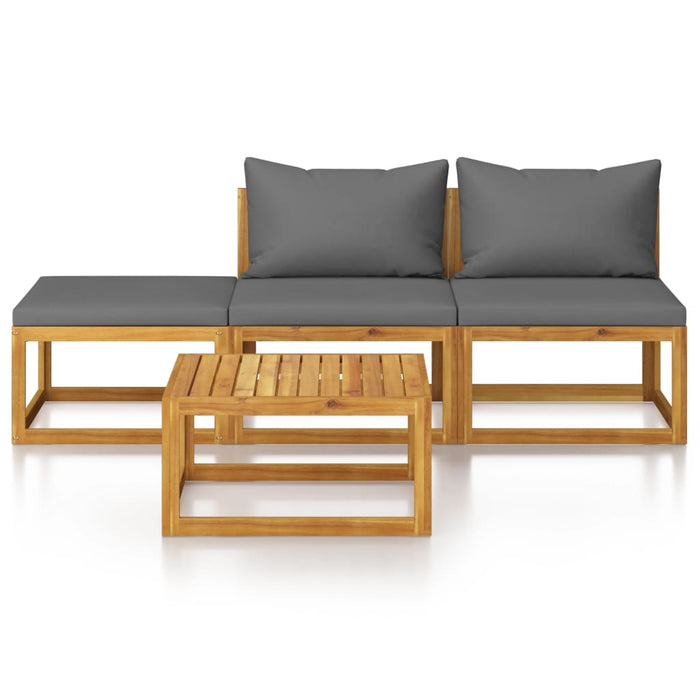 4-tlg. Garten-Lounge-Set mit Auflagen Massivholz Akazie