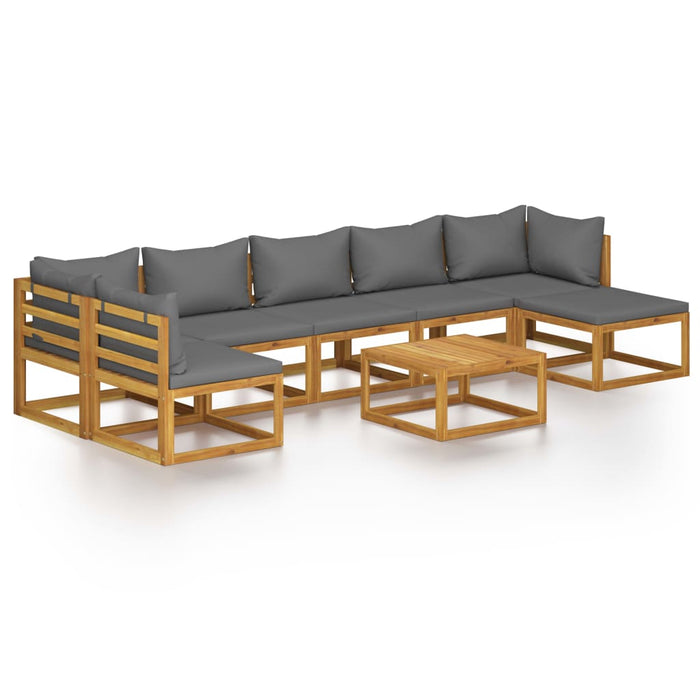8 pcs. Garden lounge set with cushions in solid acacia wood