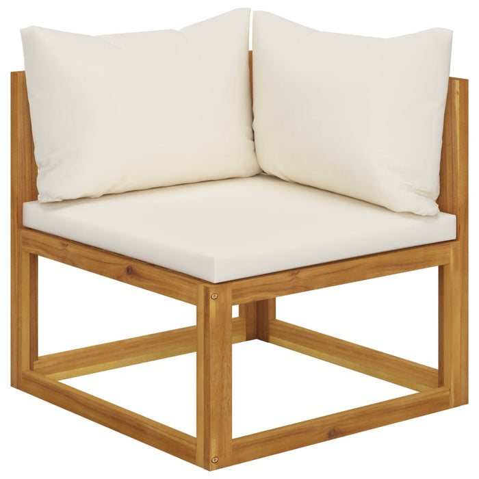 7 pcs. Garden lounge set with cushions in cream solid acacia wood