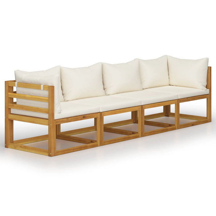 4-Sitzer-Gartensofa enricoo mit Auflagen Creme Akazie Massivholz