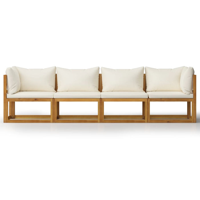 4-Sitzer-Gartensofa enricoo mit Auflagen Creme Akazie Massivholz