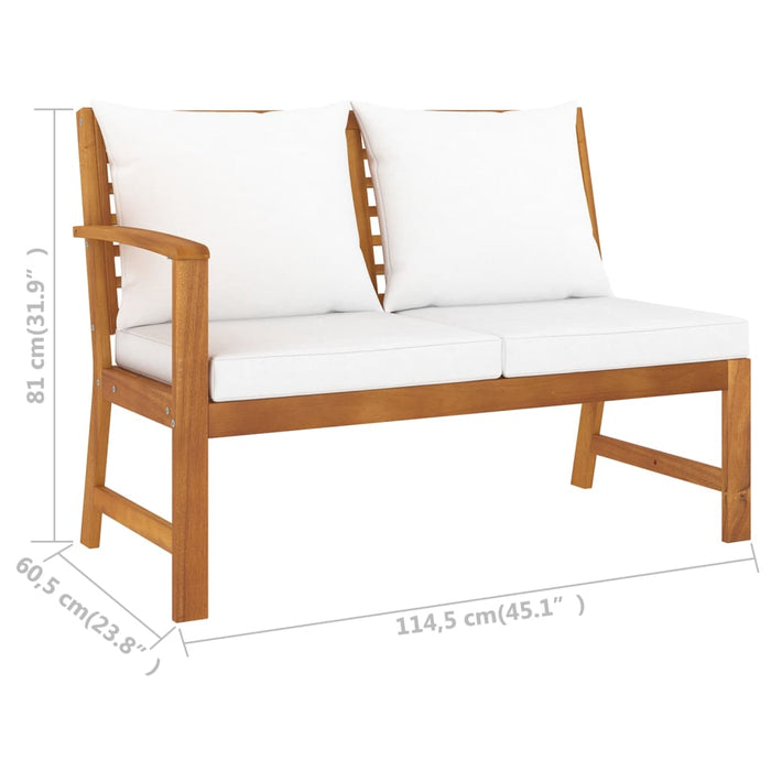 4-tlg. Garten-Lounge-Set mit Auflagen Creme Massivholz Akazie