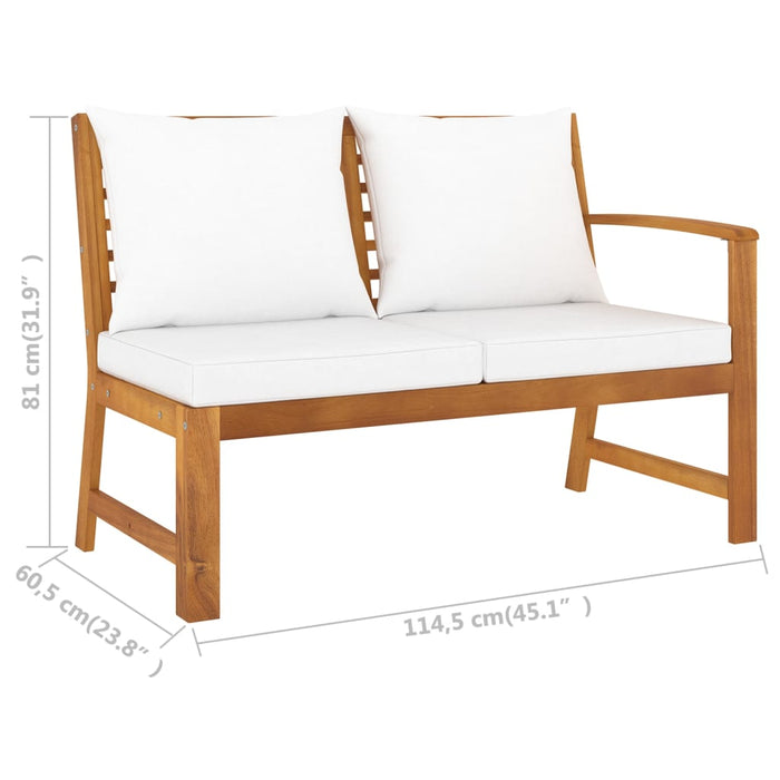 4-tlg. Garten-Lounge-Set mit Auflagen Creme Massivholz Akazie