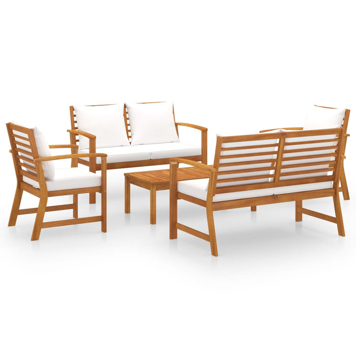 5 pcs. Garden lounge set with cushions in solid acacia wood