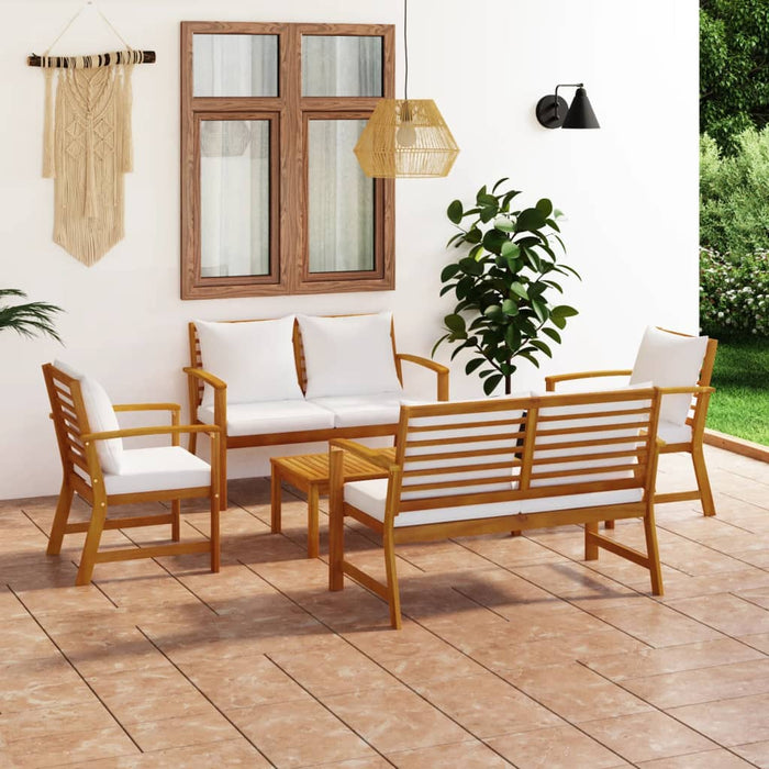 5-tlg. Garten-Lounge-Set Fabrizia mit Auflagen Massivholz Akazie