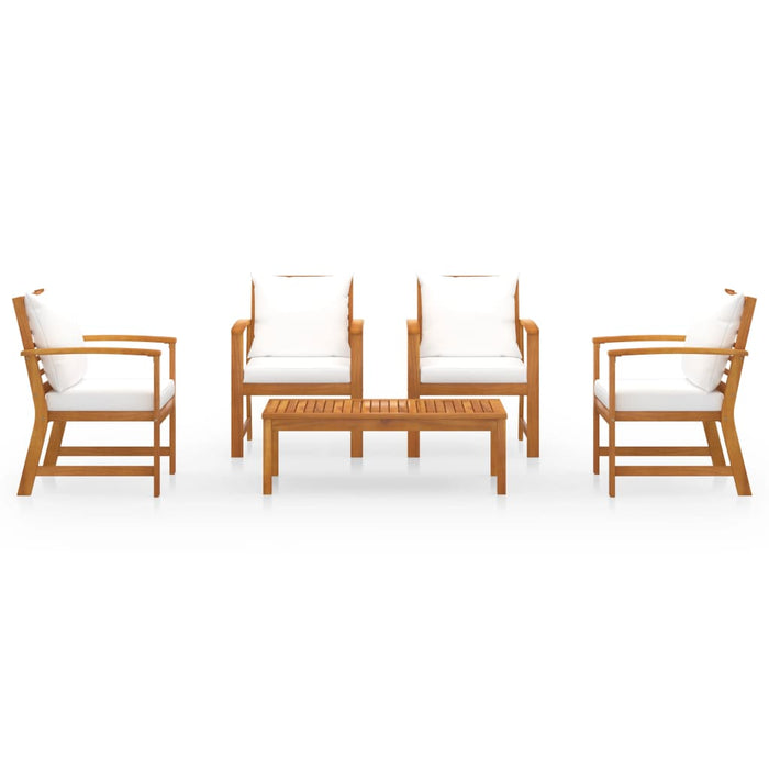 5-tlg. Garten-Lounge-Set mit Auflagen Massivholz Akazie