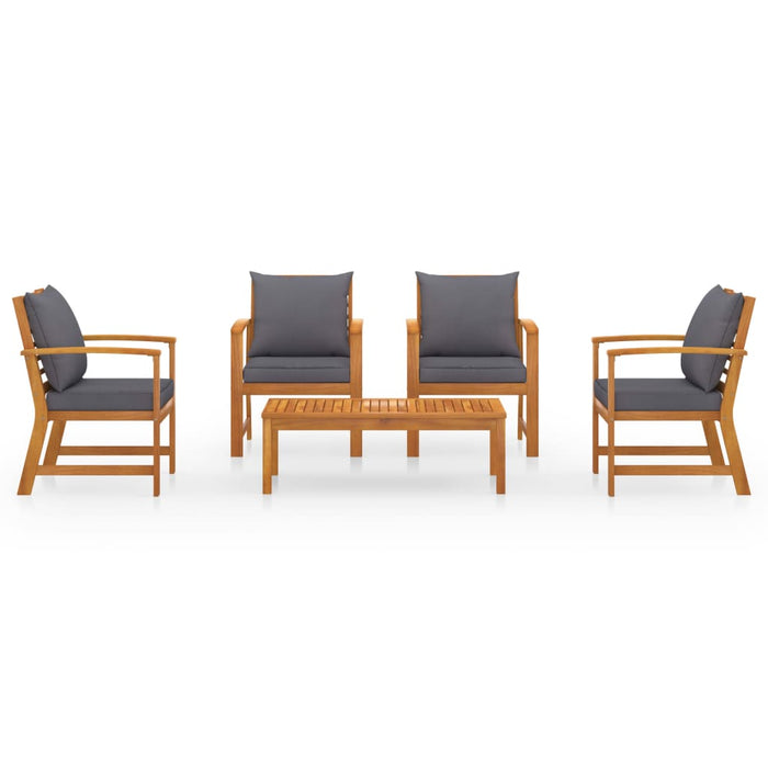 5-tlg. Garten-Lounge-Set mit Auflagen Massivholz Akazie