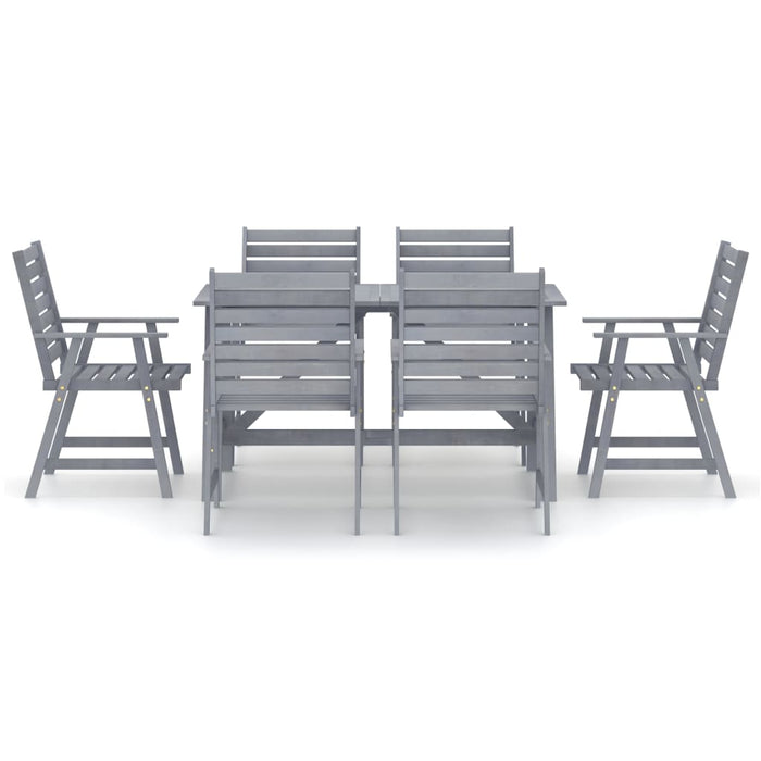 7-tlg. Garten-Essgruppe Grau Massivholz Akazie