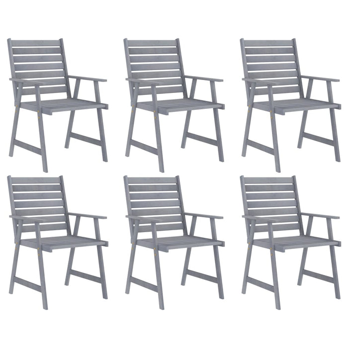 7-tlg. Garten-Essgruppe Grau Massivholz Akazie