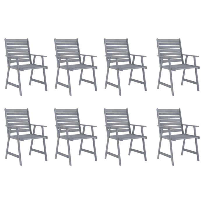 9-tlg. Garten-Essgruppe Grau Massivholz Akazie