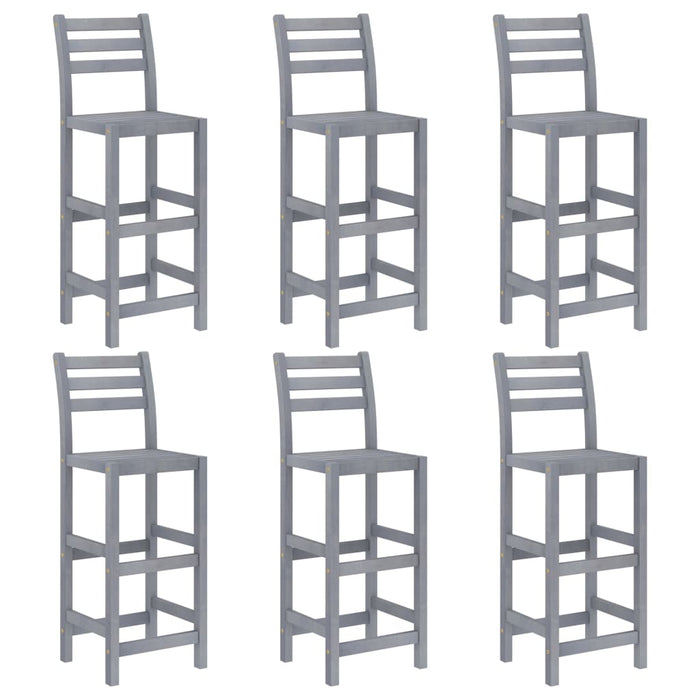 7-tlg. Garten-Bar-Set Grau Massivholz Akazie