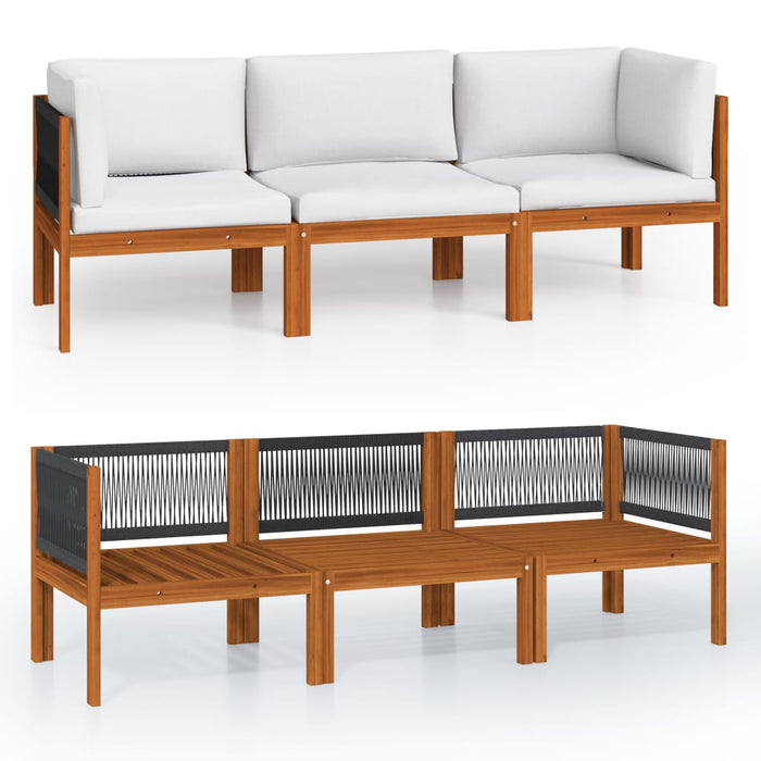 3-Sitzer-Gartensofa mit Kissen Massivholz Akazie
