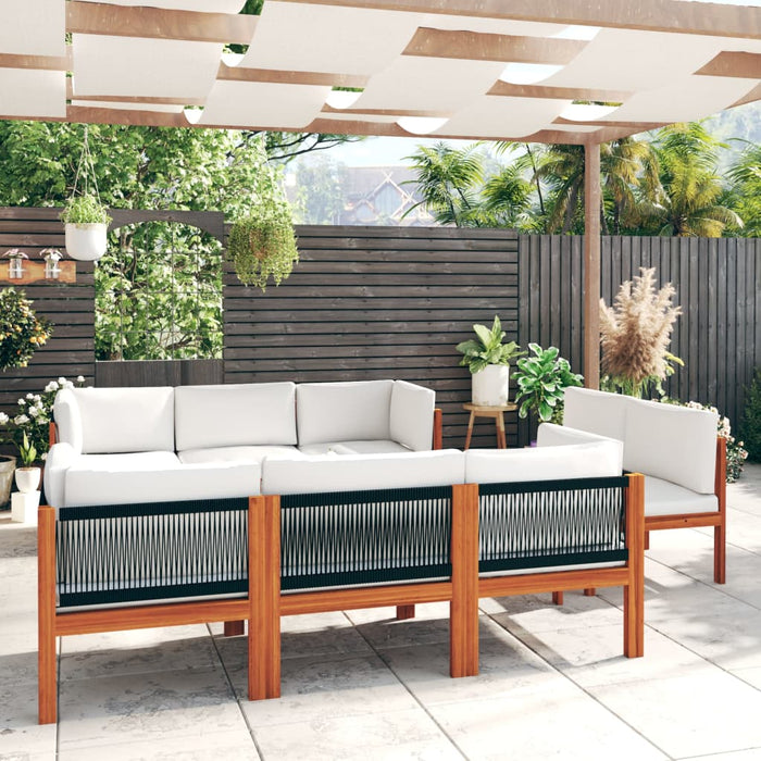 9-tlg. Garten-Lounge-Set mit Kissen Cremeweiß Massivholz Akazie