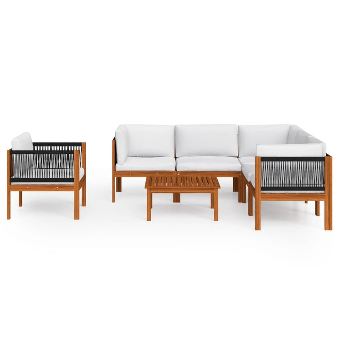 7-tlg. Garten-Lounge-Set mit Kissen Cremeweiß Massivholz Akazie