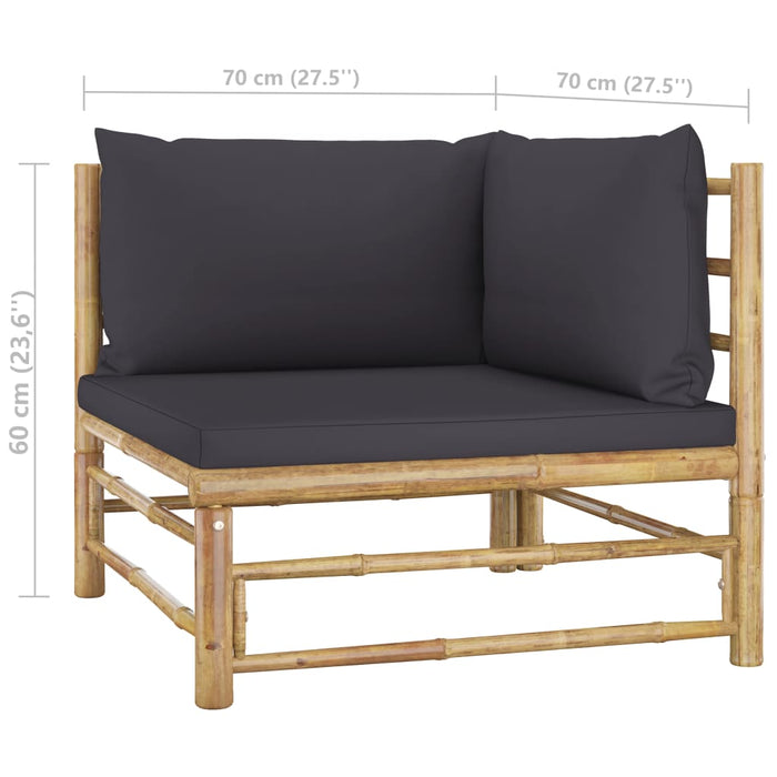 10 pcs. Garden lounge set with dark gray bamboo cushions