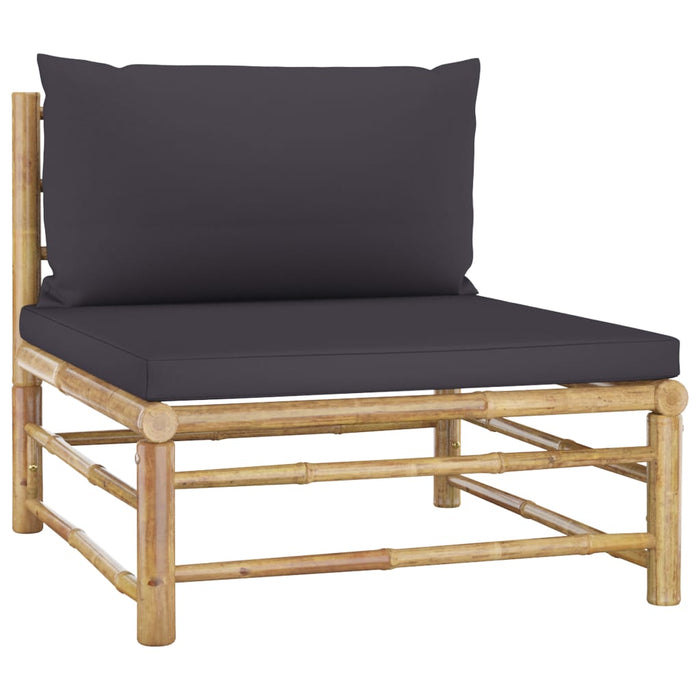 10 pcs. Garden lounge set with dark gray bamboo cushions