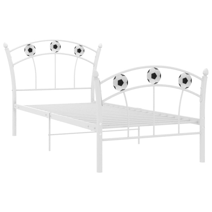 Einzelbett mit Fußball-Design Weiß Metall 90x200 cm