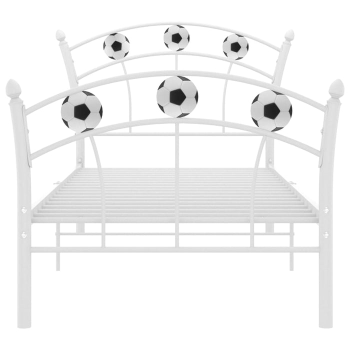 Einzelbett mit Fußball-Design Weiß Metall 90x200 cm