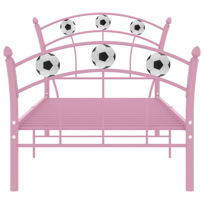 Einzelbett mit Fußball-Design Rosa Metall 90x200 cm