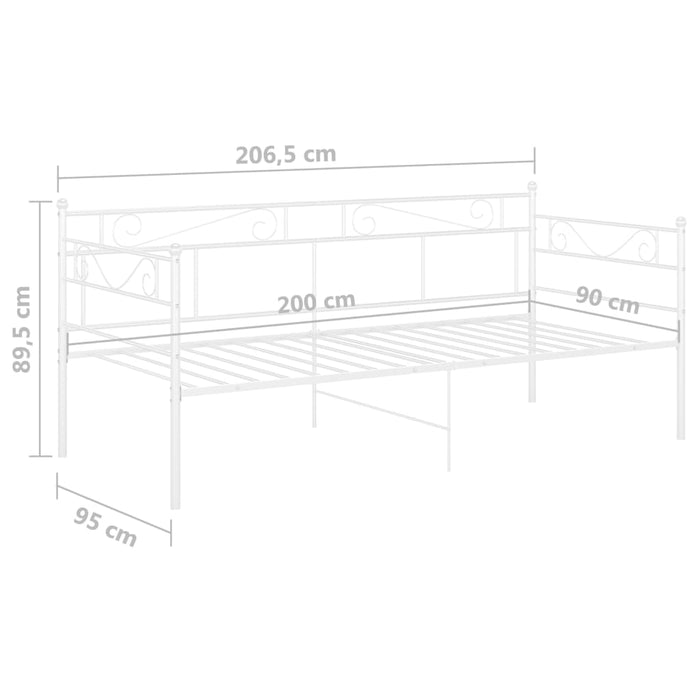 Schlafsofa Bettgestell Weiß Metall 90x200 cm
