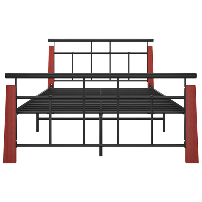 Bettgestell Metall und Massivholz Eiche 120x200 cm