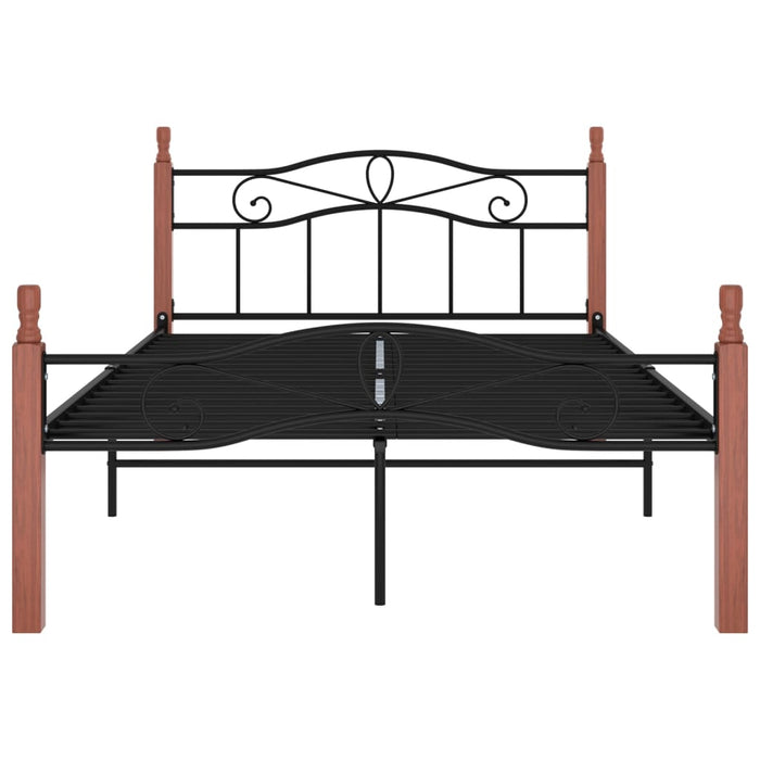 Bettgestell Schwarz Metall und Massivholz Eiche 120x200 cm