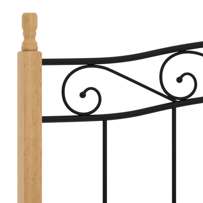 Bettgestell Schwarz Metall und Massivholz Eiche 160x200 cm