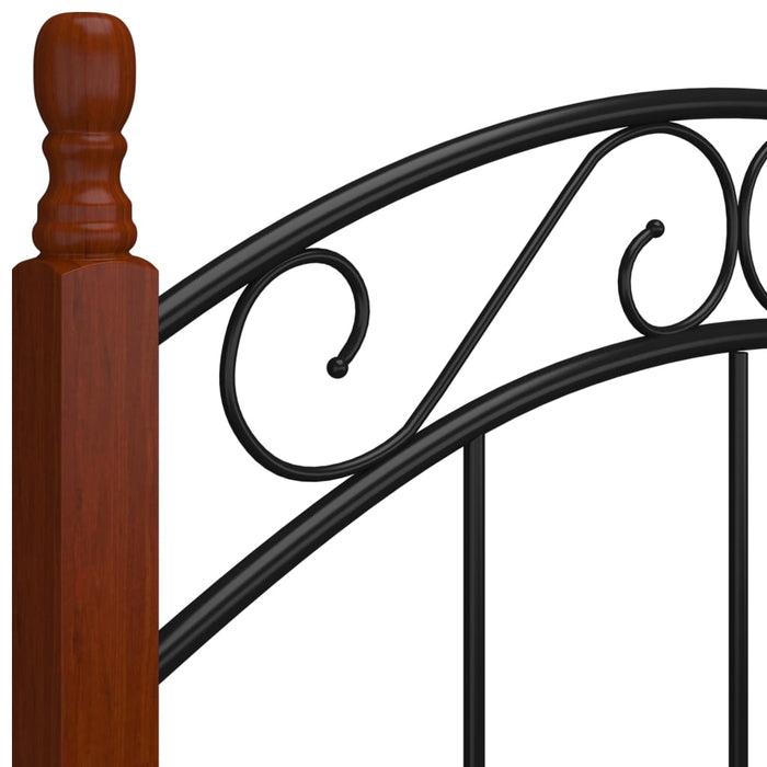 Bettgestell Schwarz Metall und Massivholz Eiche 100x200 cm