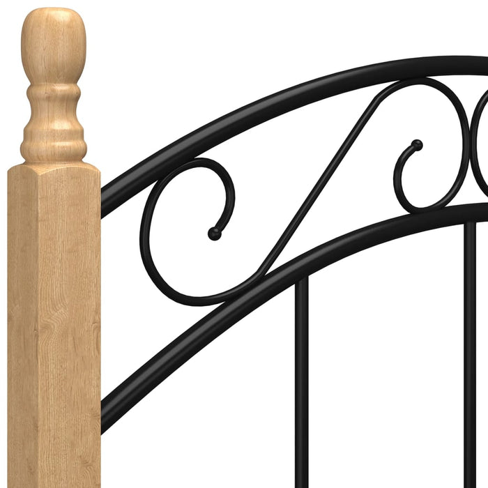 Bettgestell Schwarz Metall und Massivholz Eiche 100x200 cm