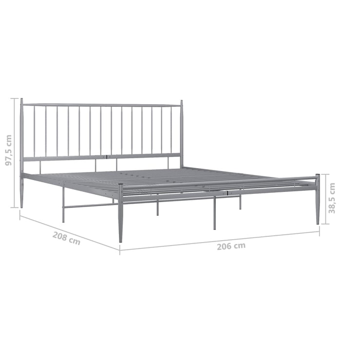 Bett Grau Metall 200x200 cm