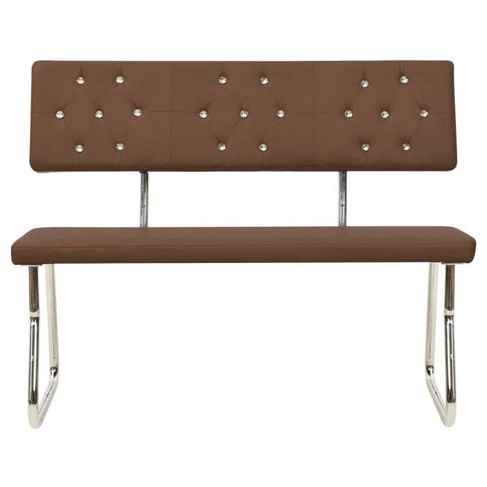 Bench 110 cm brown faux leather