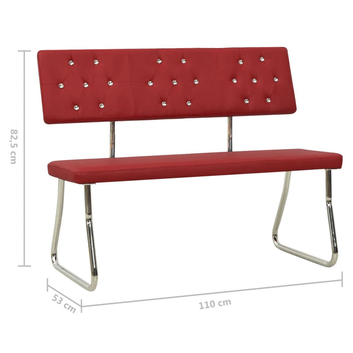 Bench 110 cm wine red faux leather
