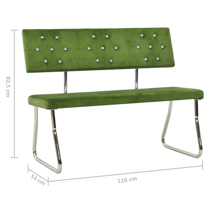 Bench 110 cm light green velvet