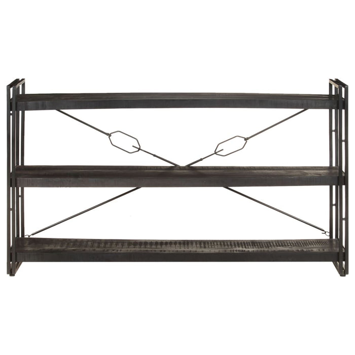 Bücherregal 3 Fächer Schwarz 140x30x80 cm Mango Massivholz