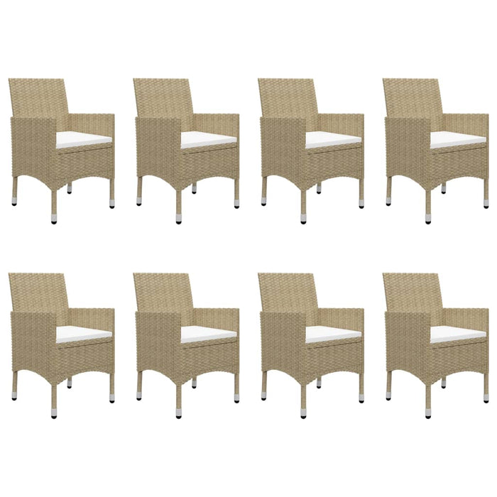 9-tlg. Garten-Essgruppe Poly Rattan und Glas Beige