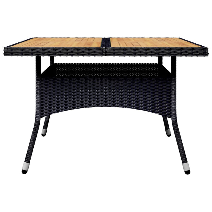 9-tlg. Garten-Essgruppe Poly Rattan Akazie Massivholz Schwarz