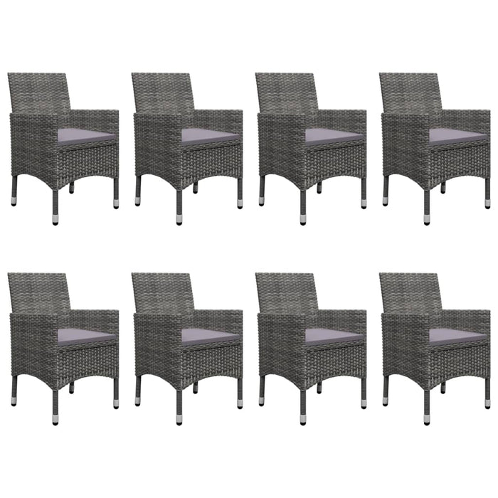 9-tlg. Garten-Essgruppe Poly Rattan und Akazienholz Grau