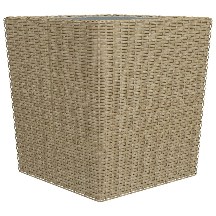3-tlg. Bistro-Set Poly Rattan und Hartglas Beige