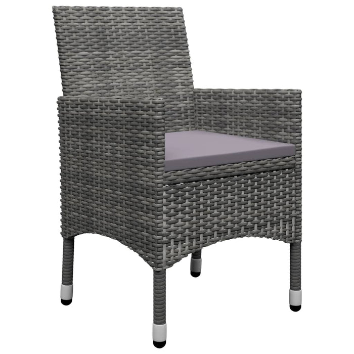 3-tlg. Bistro-Set Poly Rattan und Akazienholz Grau